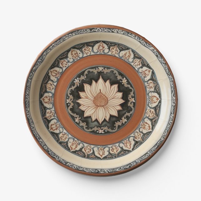 Prato De Papel Elegante Boho wildflower Patterno Cerâmico Wed (Frente)