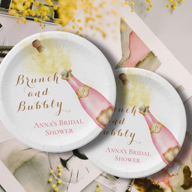 Prato De Papel Elegante Brunch e Chá de panela Bubble (Criador carregado)