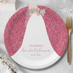 Prato De Papel Elegante Chá de panela Magenta