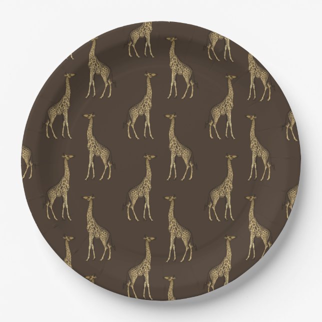 Prato De Papel Elegante Chic Giraffe Na moda (Frente)
