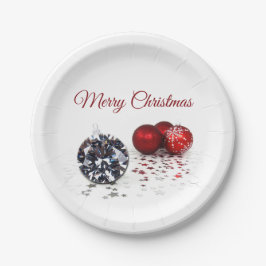 Prato De Papel Elegante Diamante e Enfeites de natal Vermelhos