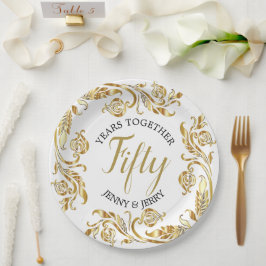 Prato de papel elegante dourado e preto para anive