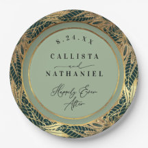 Elegante Dourado Sage Green Greenery deixa casamen