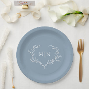 Prato De Papel Elegante Dusty Blue Weding Wreath