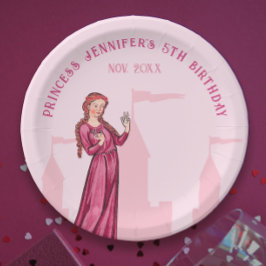 Prato De Papel Elegante e Fofo Castelo de Conto de Fadas Princesa