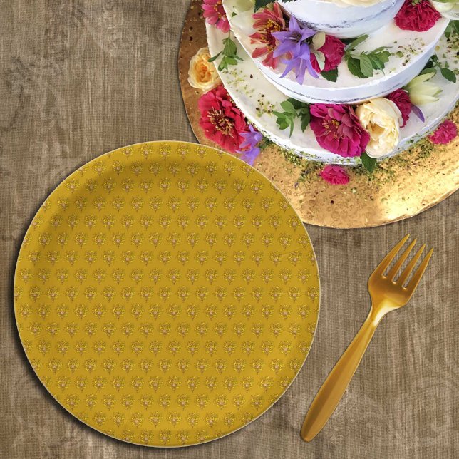 Prato De Papel Elegante emblema francês do ouro, bandeira, França (Criador carregado)