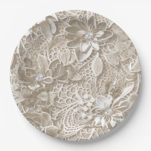 Prato De Papel Elegante, estes rendas e diamantes