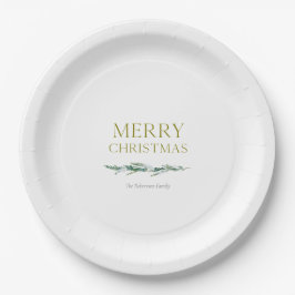 Prato De Papel Elegante Evergreen de Natal Personalizado