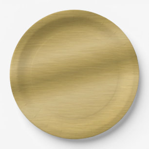 Prato De Papel Elegante Faux escovado Trabalho de arte Dourado