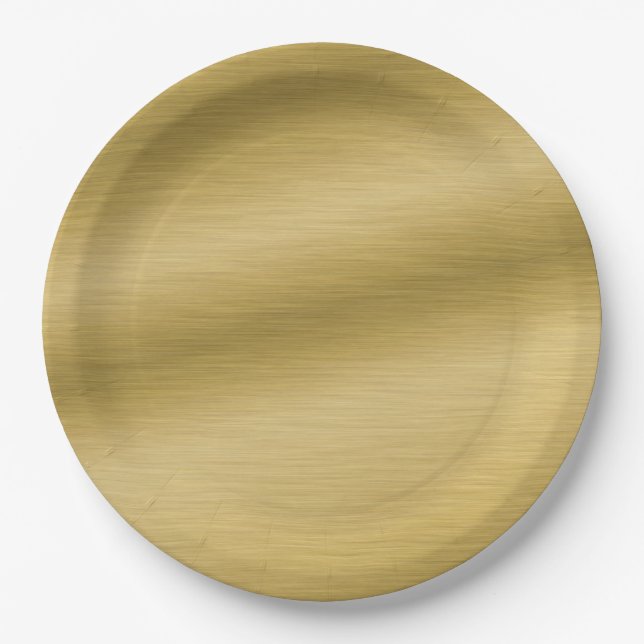 Prato De Papel Elegante Faux escovado Trabalho de arte Dourado (Frente)