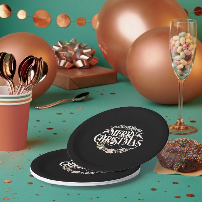 Prato De Papel elegante Feliz Natal (Múltiplo)