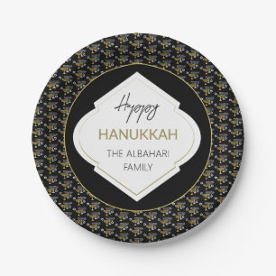 Prato De Papel Elegante Festa de Hanukkah em Ouro