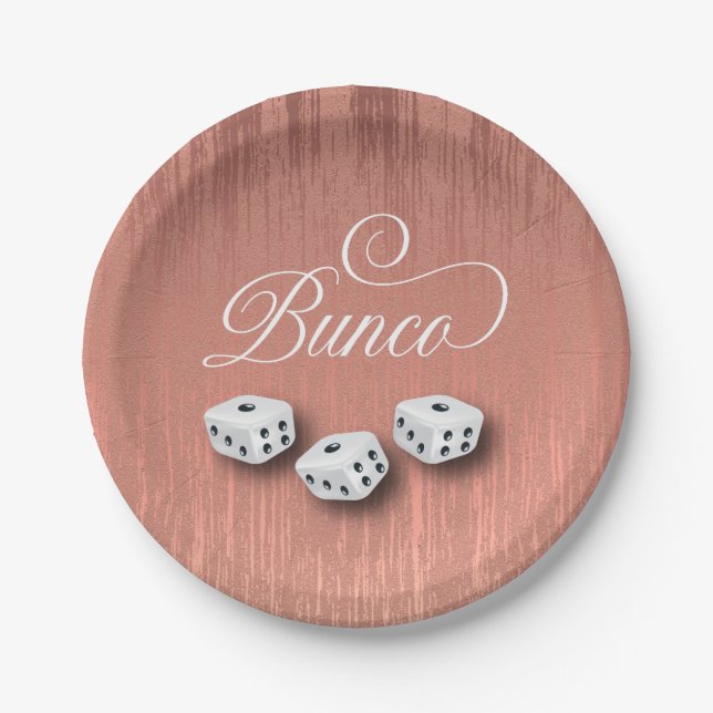 Prato De Papel Elegante Girly Sparkle Dice Bunco Party (Frente)