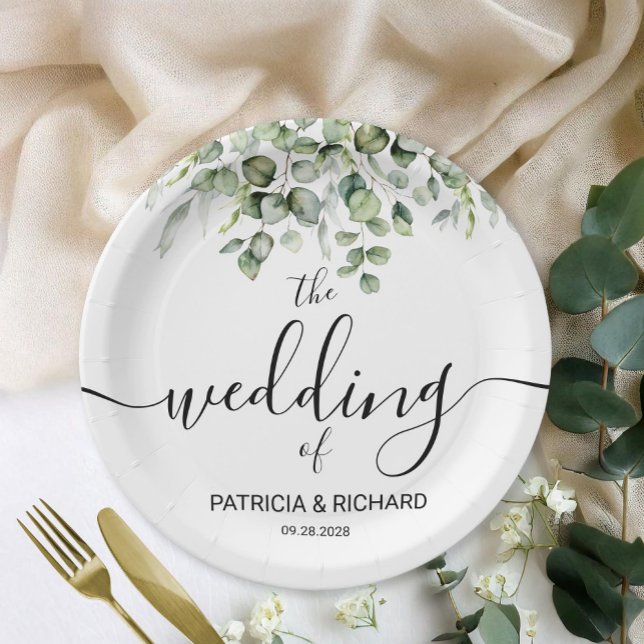 Prato De Papel Elegante Greenery Wedding (Criador carregado)
