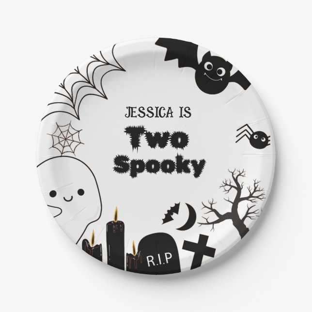 Prato De Papel Elegante Halloween duas Festas de aniversário assu (Frente)
