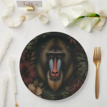 Elegante Mandril Marco Botânico de Aniversário