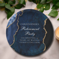 Elegante Marinho Azul Dourado Agate Retirement Par