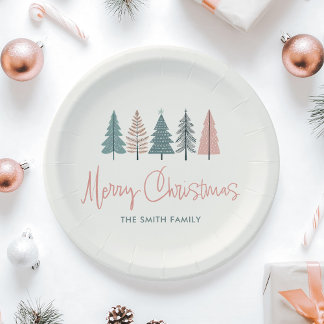 Prato De Papel Elegante Minimalista Moderno Feliz Natal