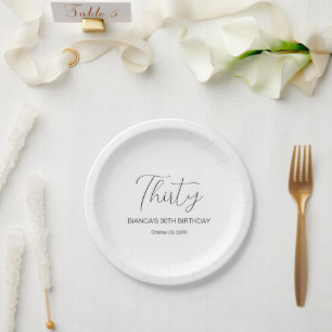Prato De Papel Elegante Minimalista Trinta 30º Aniversário