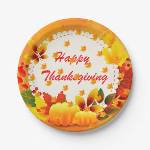 Prato De Papel Elegante Moderno Ação de Graças Popular