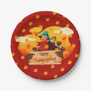 Prato De Papel Elegante Moderno Ação de Graças Popular