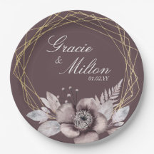 Elegante Monograma Floral Bege Dourado Casamento