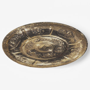 Prato De Papel Elegante Ouro Festivo Decorativo Dourado