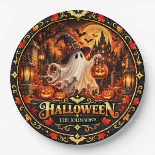 Prato de papel elegante para Halloween Treat ou Tr