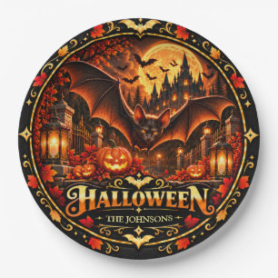 Prato de papel elegante para Halloween Treat ou Tr