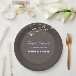 Prato De Papel Elegante, Parabéns pelo Noivado Personalizado 