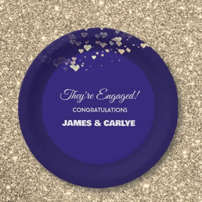 Prato De Papel Elegante, Parabéns pelo Noivado Personalizado  (Criador carregado)