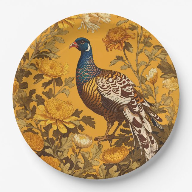 Prato De Papel Elegante Pheasant William Morris Inspirou (Frente)