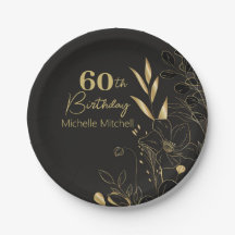 Elegante Preto Dourado Personalizado 60º Aniversár