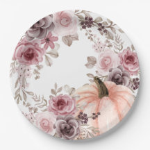 Elegante Queda Floral Pumpkin Neutros Aquarela