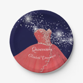 Prato De Papel Elegante Quinceañera Red Gown