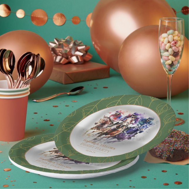 Prato De Papel Elegante Race Horse Derby Partido Equestre (Múltiplo)