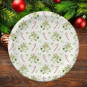 Prato De Papel Elegante Simples Natal Aguarela Folhagem
