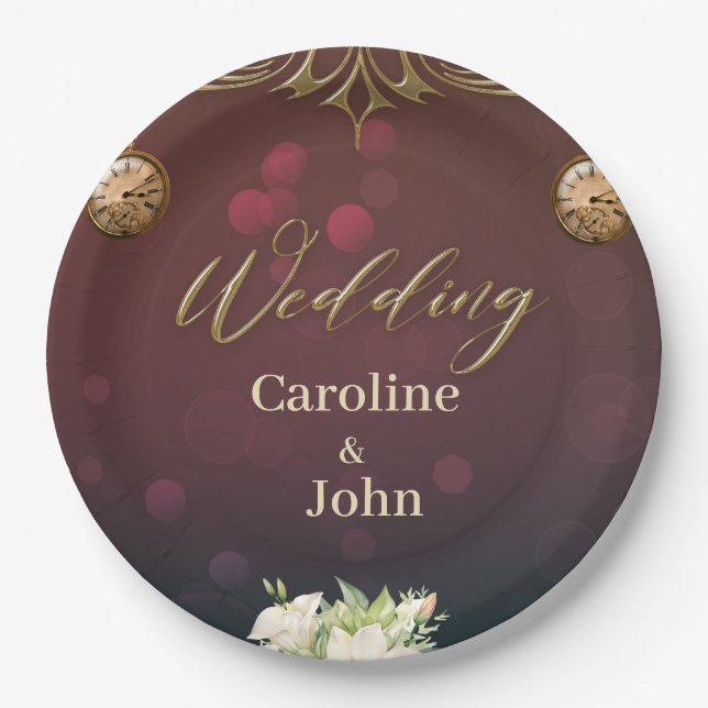 Prato De Papel Elegante steampunk design, (Frente)