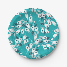 Prato De Papel Elegante Tulip Flower Pattern Botanical Art Design