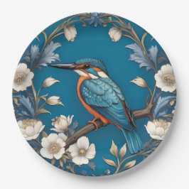 Prato De Papel Elegante Turquoise Kingfisher Floral