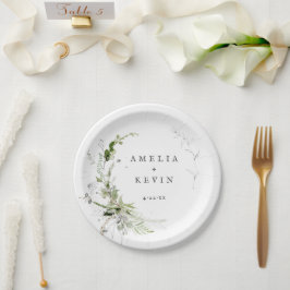 Prato De Papel Elegante Verde Terrestre Nomes Personalizados Data