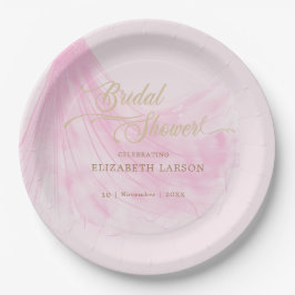 Prato De Papel Elegante Vestido de Noiva Rosa Macio para Chá de P