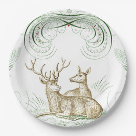 Prato De Papel Elegante Vintage Deer