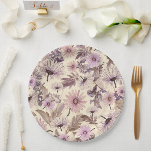 Prato De Papel Elegante Vintage Floral