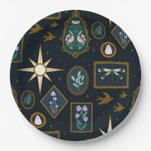 Prato De Papel Elegante Whimsigoth Estrelas Celestiais Halloween