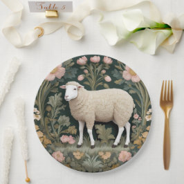 Prato De Papel Elegante White Sheep William Morris Inspirado