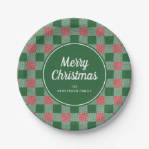Elegante Xadrez Verde Feliz Natal