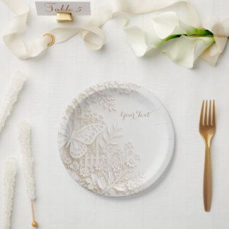 Prato De Papel Eleganter Papercut Schmetterling mit Blumenrahmen