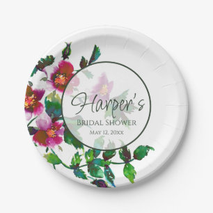 Prato De Papel Elegantes flores selvagens cor-de-rosa escuro em a