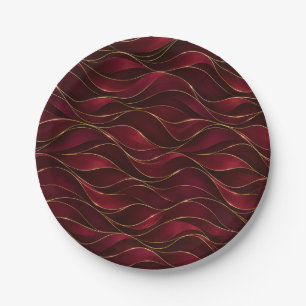Prato De Papel Elegantes Ondas de Mármore Vermelho Borgonha com A